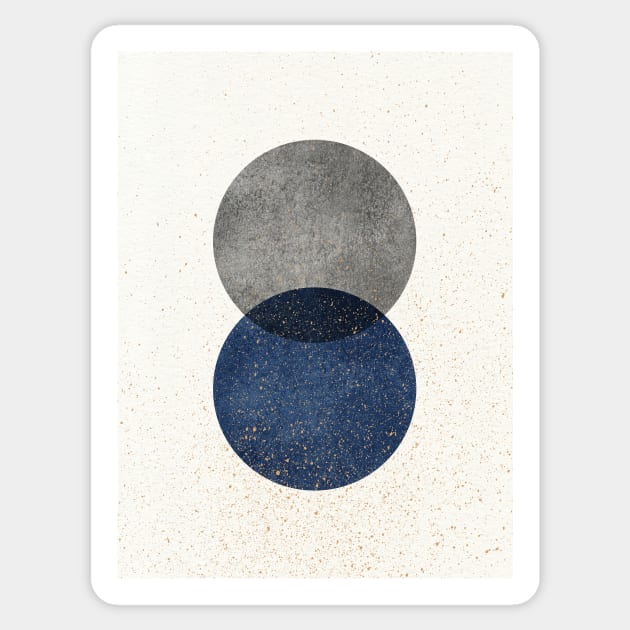 Circle Abstract - Grey Navy Blue Texture Sticker by moonlightprint